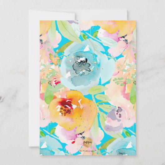 Invitation PixDezines Aquarelle Delicate SpringBloom Baptême (Dos)