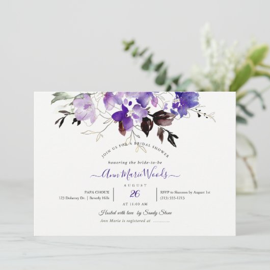 Invitation PixDezines Aquarelle Douceurs pois violet violet v (Debout devant)