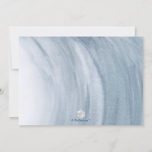 Invitation PixDezines Aquarelle Dusty Blu Waves Bar Mitzvah (Dos)