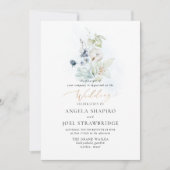 Invitation PixDezines Aquarelle Dusty Blue Winter Coton (Devant)