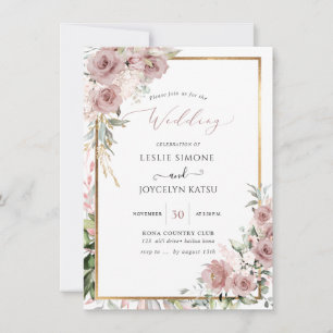 Invitation PixDezines Aquarelle Dusty Rose