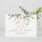 Invitation PixDezines Aquarelle Dusty rose Eucalyptus nuptial (Debout devant)