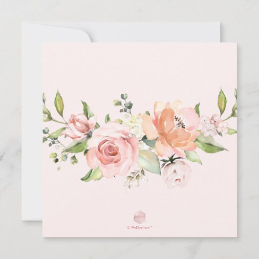 Invitation PixDezines Aquarelle Dusty Rose Fête des mariées (Dos)