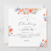 Invitation PixDezines Aquarelle Été Rose Christening (Devant)
