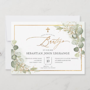 Invitation PixDezines aquarelle Eucalyptus à la gomme Bautizo