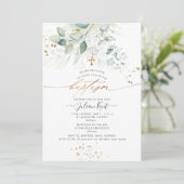 Invitation PixDezines Aquarelle Eucalyptus Baptême (Debout devant)