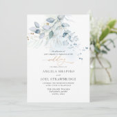 Invitation PixDezines Aquarelle Eucalyptus Bleu Poussiéreux (Debout devant)