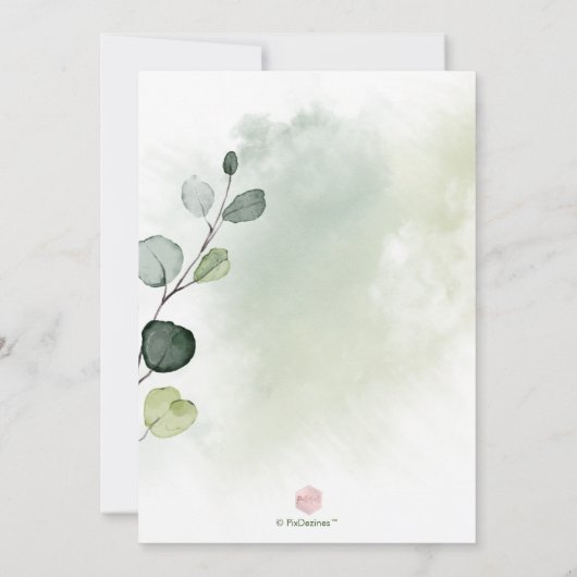 Invitation PixDezines Aquarelle Eucalyptus Photo Date d'enreg (Dos)