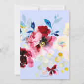 Invitation PixDezines Aquarelle Fleurs Bourgogne+Bleu (Dos)