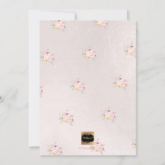 Invitation PixDezines Aquarelle Fleurs Peonies Baptême (Dos)