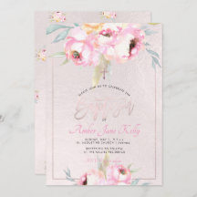 PixDezines Aquarelle Fleurs Peonies Baptême