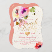 Invitation PixDezines Aquarelle Florale Brunch+Bubbly (Devant / Derrière)