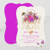 Invitation PixDezines Aquarelle Florale Brunch+Bubbly (Devant / Derrière)