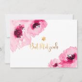 Invitation PixDezines Aquarelle Florale/Rose/Bat mitzvah (Devant)