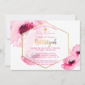 Invitation PixDezines Aquarelle Florale/Rose/Bat mitzvah (Dos)