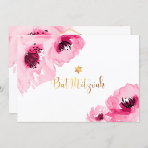 Invitation PixDezines Aquarelle Florale/Rose/Bat mitzvah