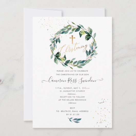 Invitation PixDezines Aquarelle Gomme Bleue Eucalyptus (Devant)