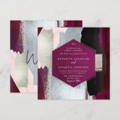 Invitation PixDezines Aquarelle moderne Masala Gris rouge (Devant / Derrière)