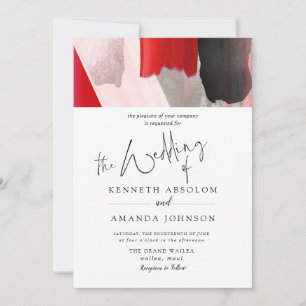Invitation PixDezines aquarelle moderne rouge noir
