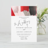 Invitation PixDezines Aquarelle moderne Rouge Noir (Debout devant)