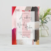 Invitation PixDezines Aquarelle moderne Rouge Noir (Debout devant)