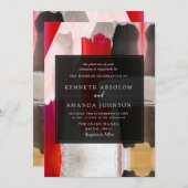 Invitation PixDezines Aquarelle moderne Rouge Noir (Devant / Derrière)