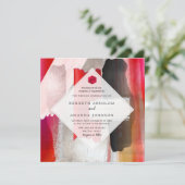 Invitation PixDezines Aquarelle moderne Rouge Noir (Debout devant)