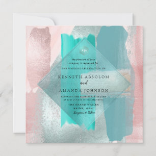 Invitation PixDezines Aquarelle Moderne Teal Aqua Blush Sage
