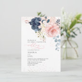 Invitation PixDezines Aquarelle Navy Fleurs de chasse Invitat (Debout devant)