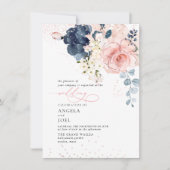 Invitation PixDezines Aquarelle Navy Fleurs de chasse Invitat (Devant)