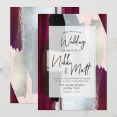 Invitation PixDezines Aquarelle Nuanciers Dahlia Rouge Blush (Devant / Derrière)