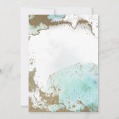 Invitation PixDezines Aquarelle Océan Abstrait Gold Seafoam  (Dos)