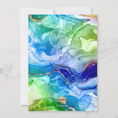 Invitation PixDezines Aquarelle Or+Encre Vert bleu Mitzvah (Dos)