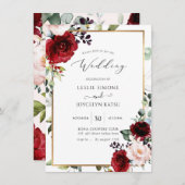 Invitation PixDezines Aquarelle Passionate Blooms Mariage (Devant / Derrière)
