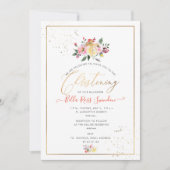 Invitation PixDezines Aquarelle Pastel Roses, Jaune+Corail (Devant)