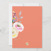 Invitation PixDezines Aquarelle Pastel Roses, Jaune+Corail (Dos)