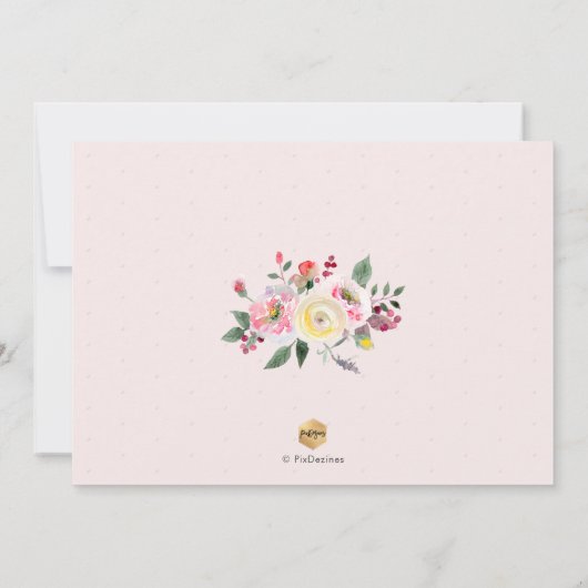 Invitation PixDezines Aquarelle Pastel Roses Jaunes Sip+Voir (Dos)