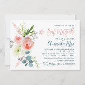 Invitation PixDezines Aquarelle Pink Peonies Bat mitzvah (Devant)