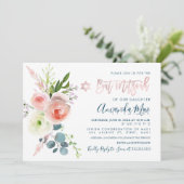 Invitation PixDezines Aquarelle Pink Peonies Bat mitzvah (Debout devant)