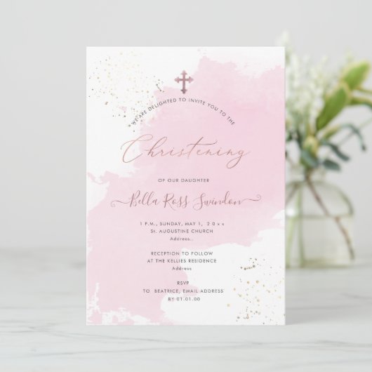 Invitation PixDezines Aquarelle Rose Chaîne (Debout devant)