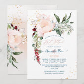 Invitation PixDezines Aquarelle Rose délicate Bar Mitzvah (Devant / Derrière)