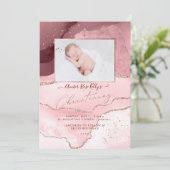 Invitation PixDezines Aquarelle Rose Gold Agate Christening (Debout devant)