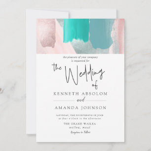 Invitation PixDezines Aquarelle Rose Gold Sarrasin Aqua Sarce