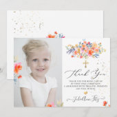 Invitation PixDezines Aquarelle Rose Merci Communion (Devant / Derrière)