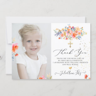 Invitation PixDezines Aquarelle Rose Merci Communion
