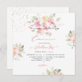 Invitation PixDezines Aquarelle Sweetpeas Sainte Communion (Devant / Derrière)