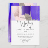 Invitation PixDezines Aquarelle Violet Rose violet Or (Devant / Derrière)