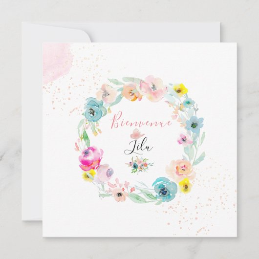 Invitation PixDezines AquarelleFaire-part de Naissance Fille (Devant)