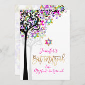 Invitation PixDezines ARBRE DE LA VIE NOTES MUSICALES MITZVAH (Devant / Derrière)