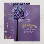 Invitation PixDezines Arbre de vie Barre Mitzvah, Iridescente (Devant / Derrière)